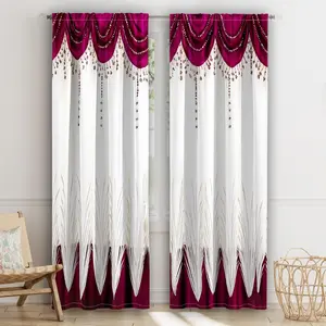 Two elegant Art Deco style curtains, made of durable 100% polyester, with light-filtering design suitable for living rooms, bedrooms, and kitchens
