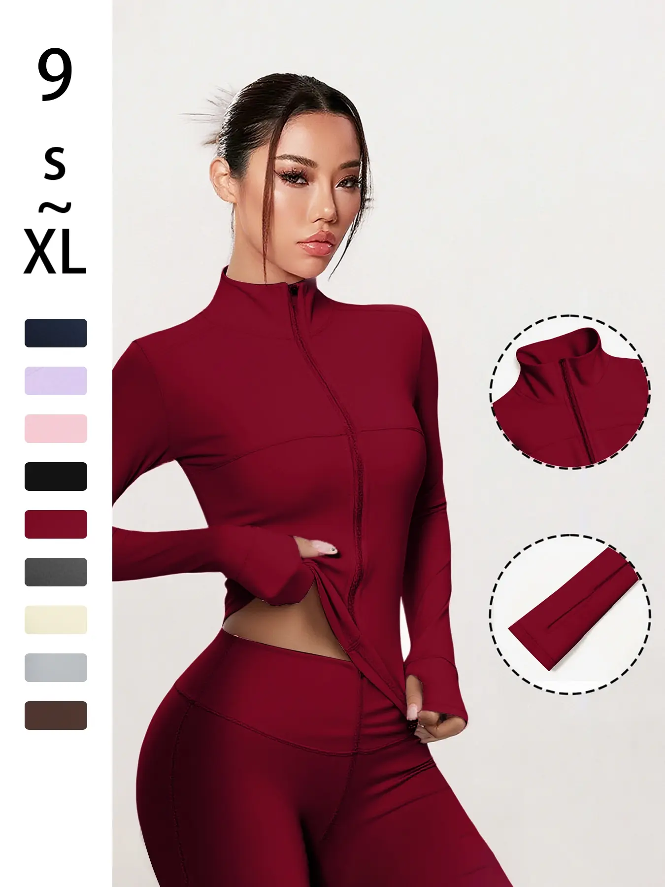 Women's Sporty Fitness Outerwear, Slim-Fitting Breathable Running Yoga Jacket, Plain Design, All Seasons, No Padding, with Zipper, Workout Yoga Jacket