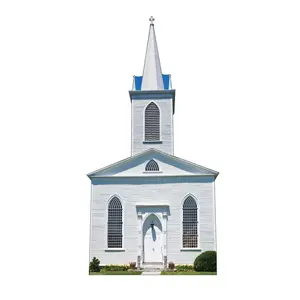 Religious Print Church with Steeple Cardboard Cutout, 88x45 in Home Decor Piece