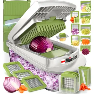 MUELLER 8 Blade Vegetable Chopper Cutter Food Slicer Pro Set, Steel Stainless Onion Cutter, Veggie Dicer, Mandolin Cabbage Grater, Home Essentials, Kitchen Utensils