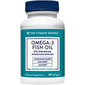 The Vitamin Shoppe Omega-3 Fish Oil - EPA/DHA 840 MG - Supports Cardiovascular, Brain, & Eye Health - 1,200 MG (60 Softgels)