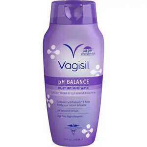 Vagisil pH Balance Daily Intimate Wash, 12 oz, Gynecologist Tested, Hypoallergenic, with LactoPrebiotic for Healthy pH Balance, 1 Pack - Cleansing
