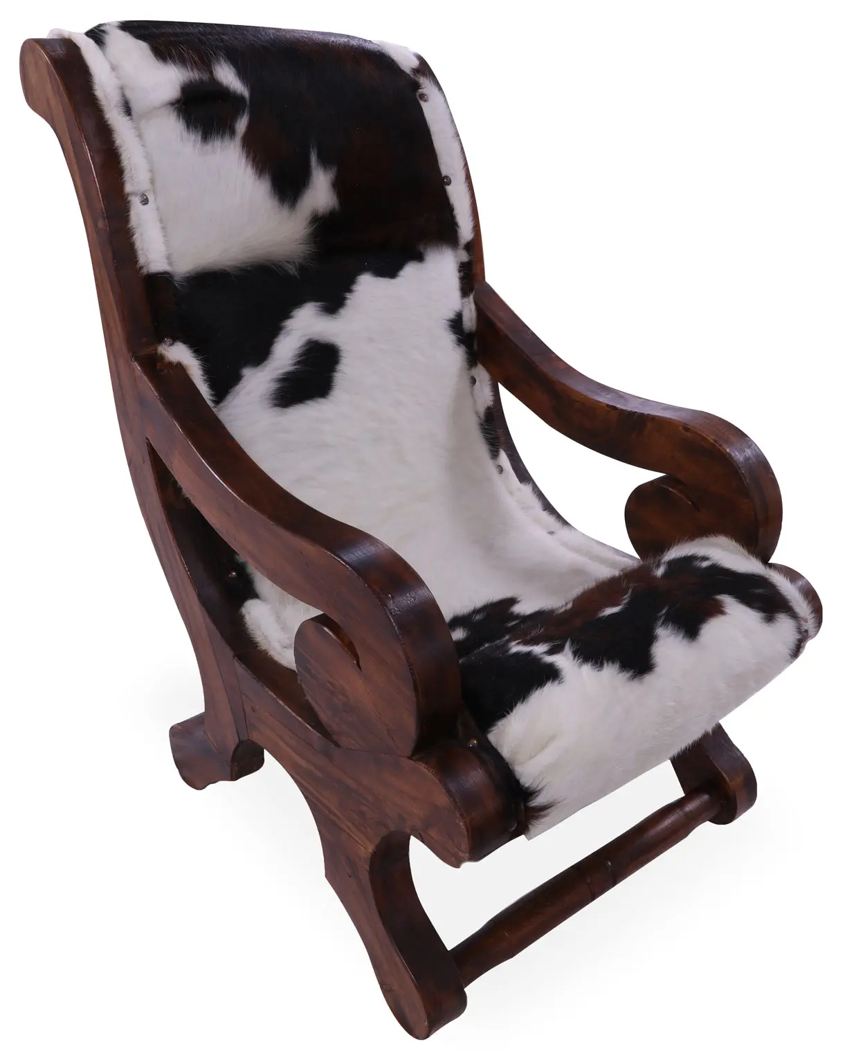 Reclaimed Wood Hair-On Cowhide Handcrafted Chair - C202-FC