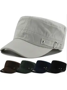 Unisex Cadet Army Cap Adjustable Flat Top Cap Outdoor Military Hat Baseball Cap Adjustable Stylish Hat