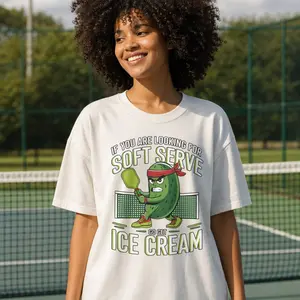 Funny Pickleball Shirt Women Plus Size Graphic Tee Soft Serve Ice Cream