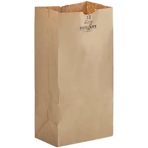 Duro 12 lb. Natural Kraft Paper Bag,  #12 Paper Grocery Bags, Durable Kraft Paper Bags, 100/Bundle ,500/Case