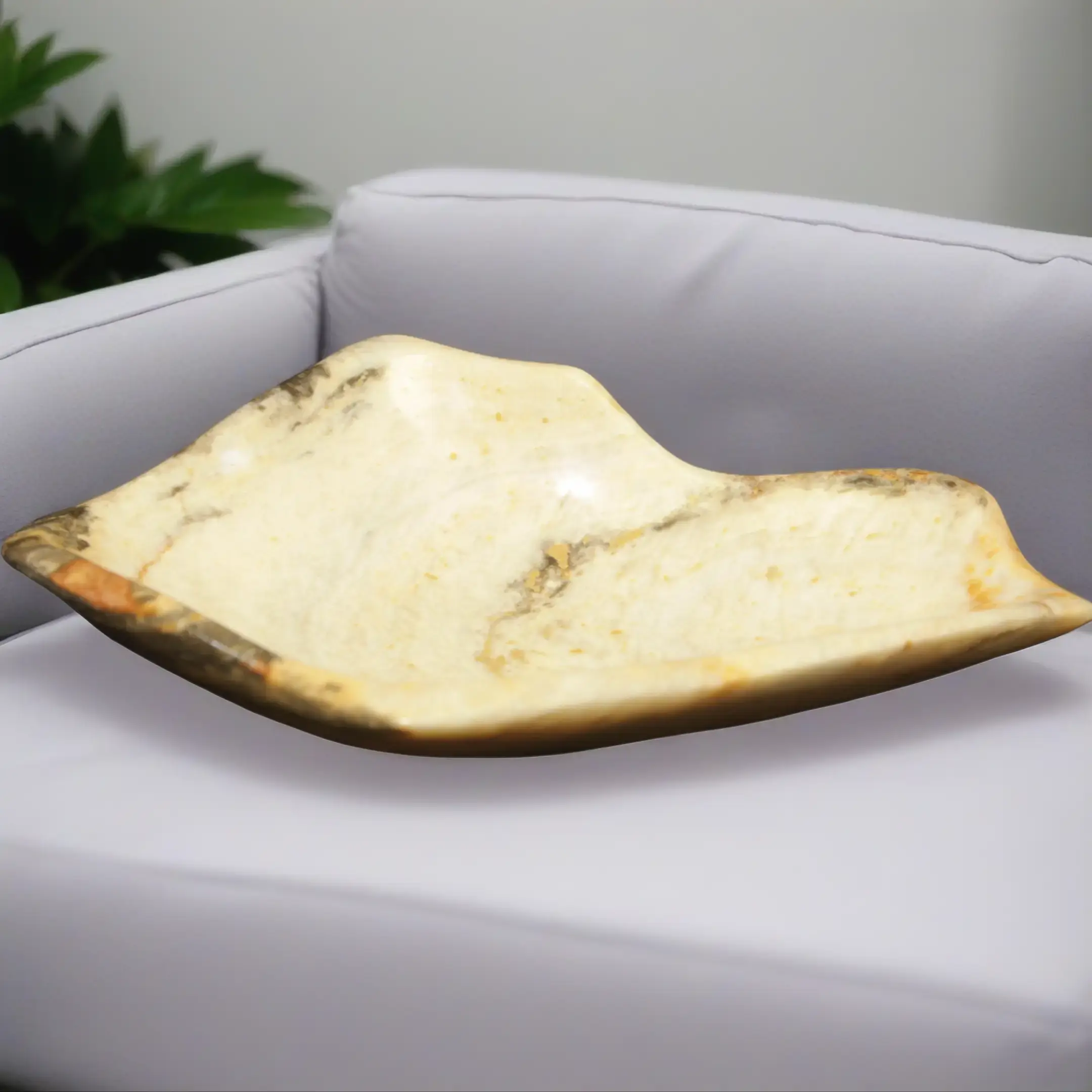 Natural Aragonite Bowl Large Crystal Decorative Bowl with Raw Edge | Unique Stone Centerpiece for Home Decor & Display Tableware