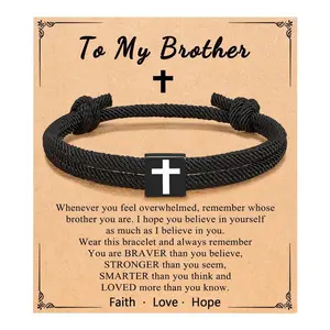 Gifts for Brother, Brother Gifts from Sister, Birthday Gifts for Brother, Brother Cross Bracelet Valentine's Day Gifts IdeasGift