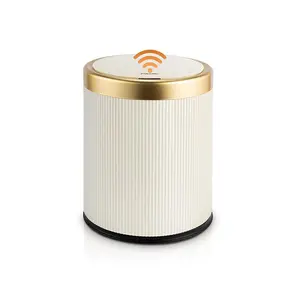 Pukomc Motion Sensor Trash Can with Lid, 3.5 Gallon Touchless Trash Bin, Automatic Waterproof Bathroom Garbage Can, Large Capacity Odor Control Advanced Sensing Technology Stylish Beige