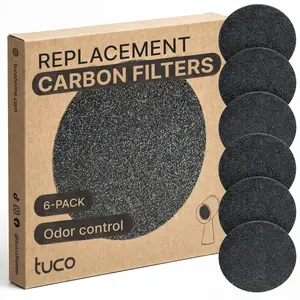 TUCO Replacement Carbon Filters for Portable Range Hood [6 Pack] Effective Odor Control - 4,7in Circle Charcoal Filter Compatible with Tuco Countertop Exhaust Fan