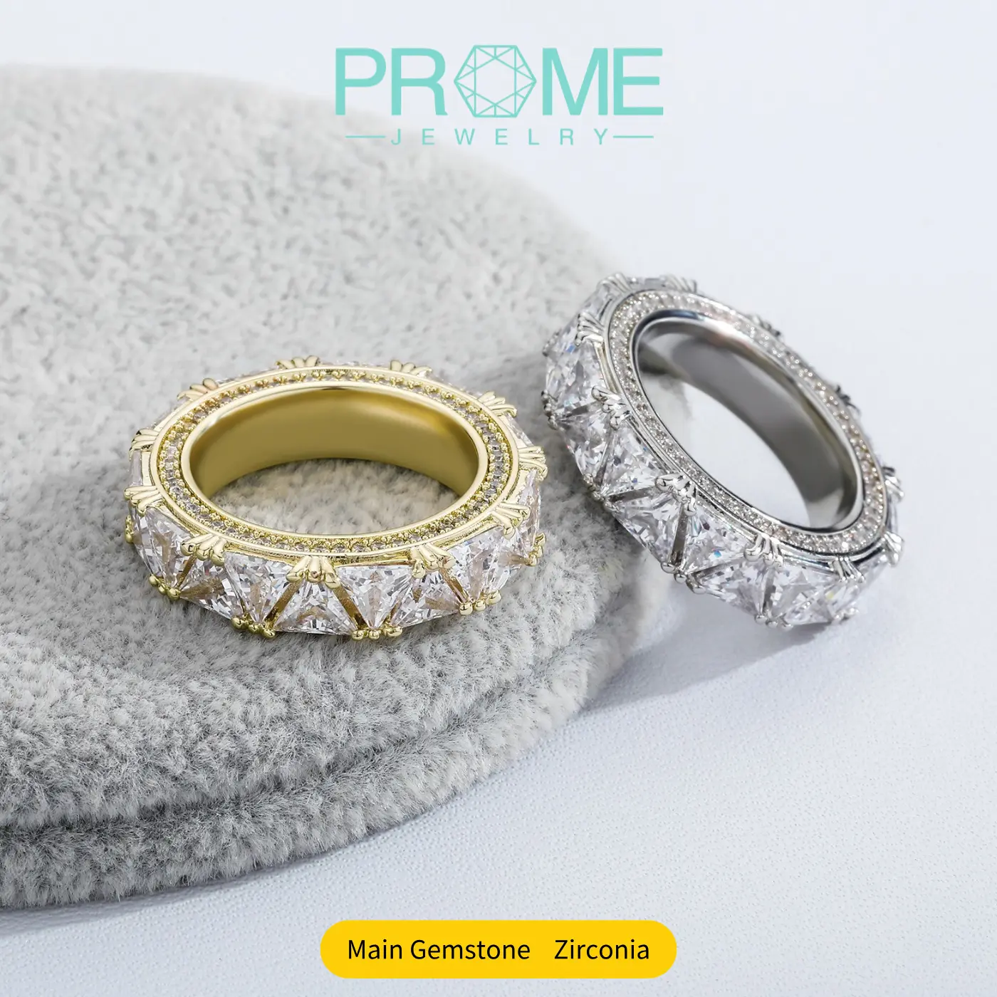 (CR015)Geometric Triangle Link Rings 5A Zircon Hip-Hop Inspired Bold Couple Jewelry Unisex Daily Fashion Ring Bling