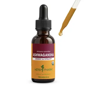 Herb Pharm Organic Ashwagandha | Adaptogen for Stress Support & Calm Energy | Easy to Use Tincture | 42 Servings*