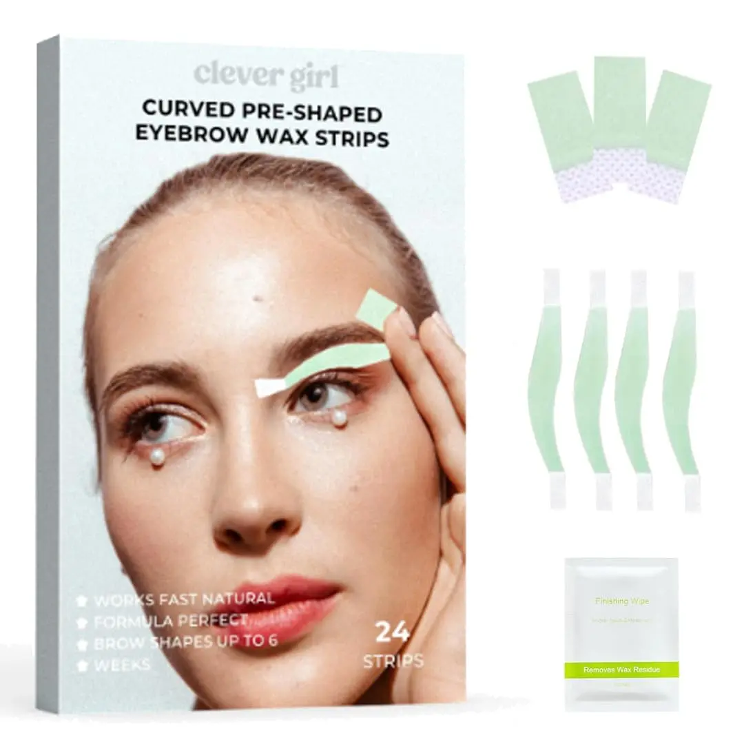 Curved Pre-Shaped Eyebrow Wax Strips - Eyebrow Shaped  Wax Strips Kit Fit Wax Strips for All Skin Types for Women