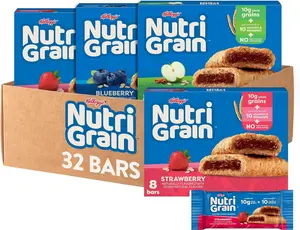 Nutri-Grain Soft Baked Breakfast Bars, Kids Snacks, Whole Grain, Variety Pack (4 Boxes, 32 Count)