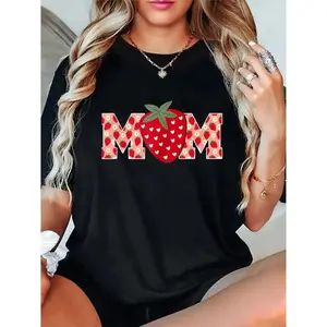 Cotton Family Matching TShirt Featuring Cute Strawberry and Mom for First Birthday Celebration