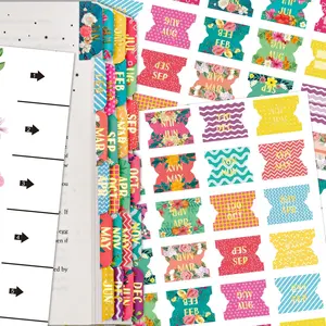60 Monthly Tab Stickers Cute Design Monthly Planner Index Tabs  Foil Letters Easy Fold Durable Sticker with Matte Lamination