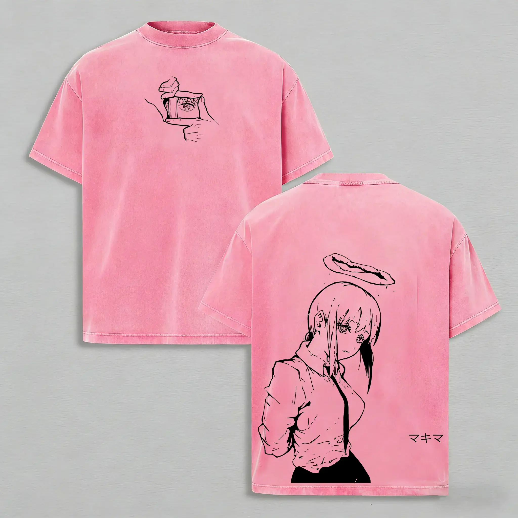 Unisex couple Tshirts Makima Chainsaw Man T-Shirt Anime Clothing Makima Tee Washed Heavy Cotton T-shirt, Gift For Anime Merch Fan, Manga Lover Gift Gift For Him Gift For Her Menswear Clothing anime lover