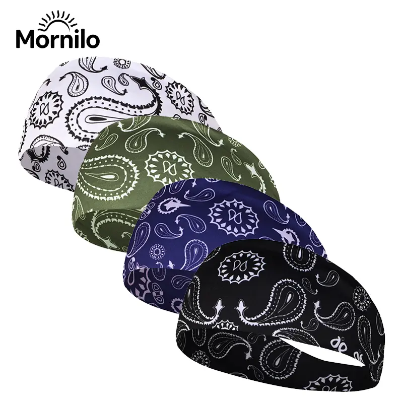 Paisley Bandana Headband for Men Women | Wide Breathable Non Slip Sports Headband | Moisture Wicking Stretch Hair Wrap for Running Yoga Gym Workout Festival | Retro Boho Fashion Accessories