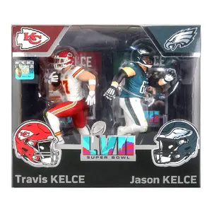 Mcfarlane Authentic NFL Licensed with License Hologram on the box Super Bowl LVII Limited Edition Kansas City Chiefs Travis and Philadelphia Eagles Jason Kelce Action Figures