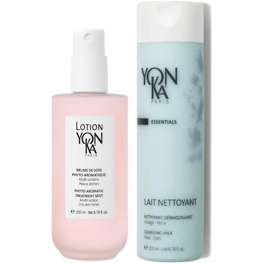 Yon-Ka Lait Nettoyant Cleanser and Lotion PS Toner Set, Gentle Milk Cleanser & Makeup Remover, Toner for Dry or Sensitive Skin