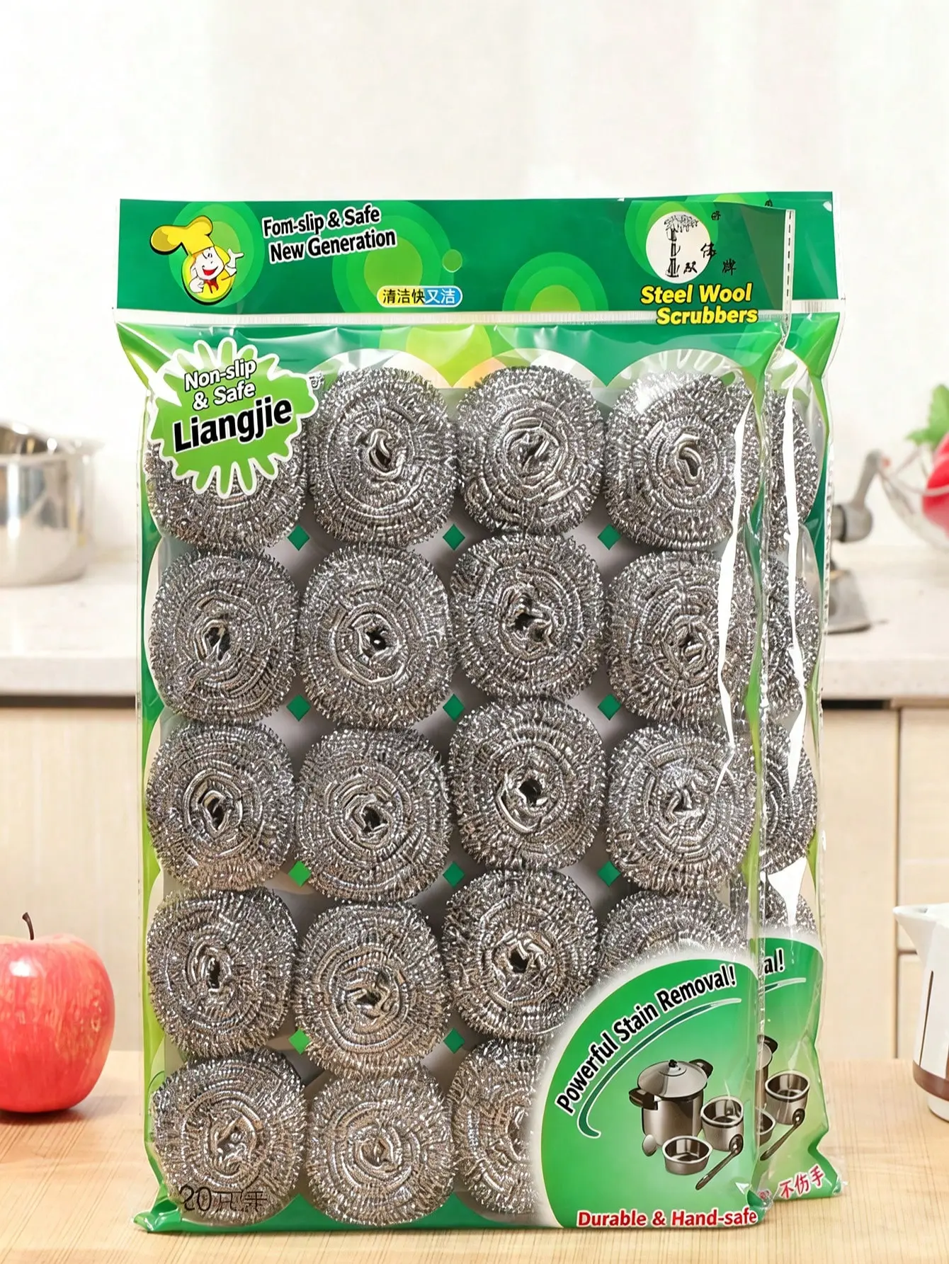 20Pcs Stainless Steel Scrubber Pads, Heavy Duty Steel Wool Scrubbers For Kitchen, Dish Pot Pan Oven Grill Sink Cleaning, Reusable Metal Wire Scouring Pads