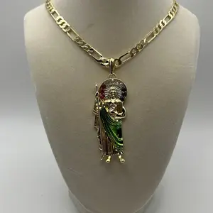 San Judas Joyería de 14k Religious Pendant with 24-inches  Chain