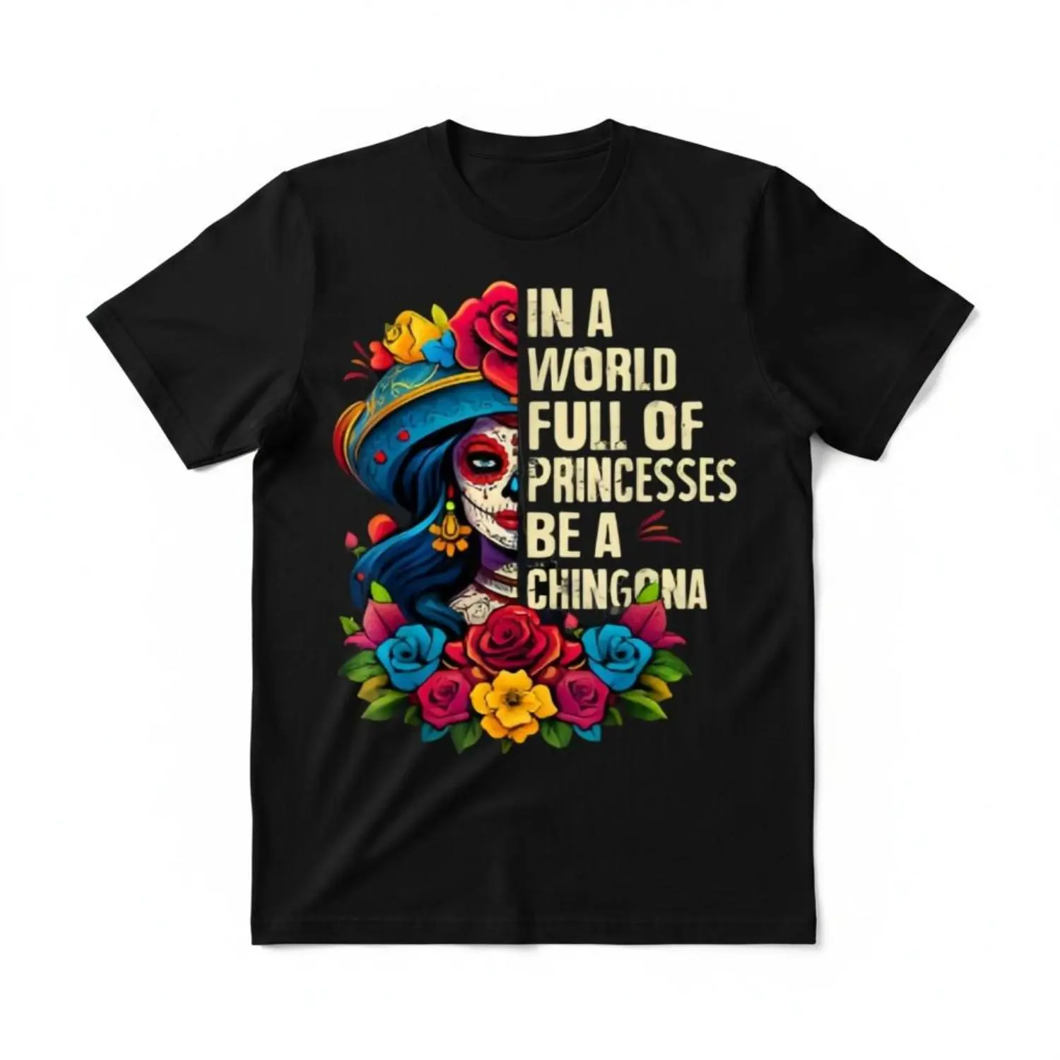 Cotton Unisex Princesses Women De Los Muertos La Catrina Day of the Dead T-Shirt