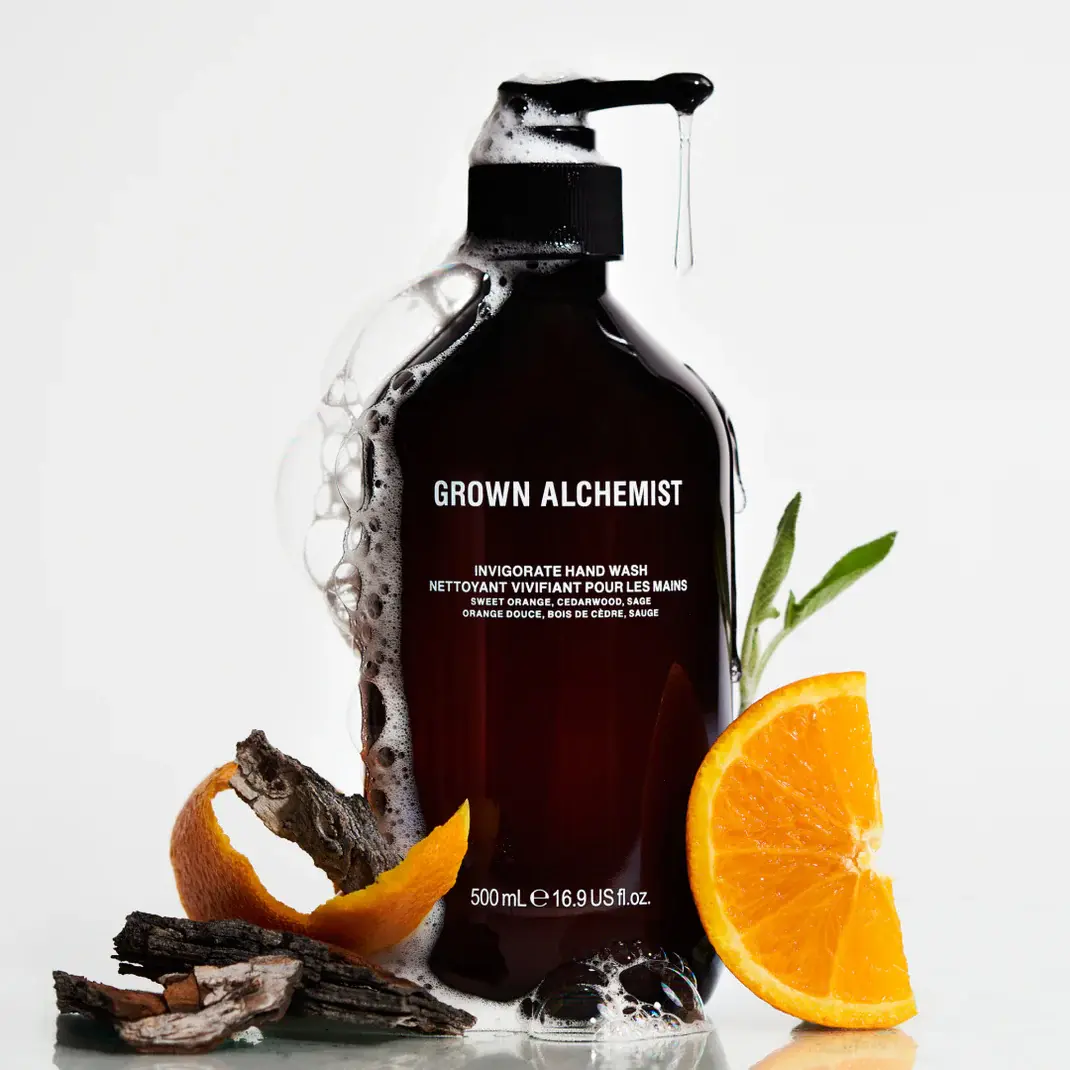 Grown Alchemist Invigorate Hand Wash 500mL Plant-Based with Sweet Orange Cedarwood & Sage for Nourishing & Refreshing Hand Care