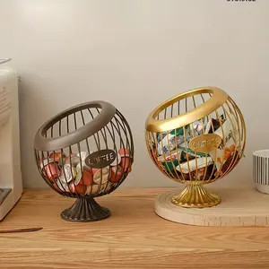 Iron Coffee Storage Basket, 1 Count Modern Simple Coffee Capsule Storage Basket, Home Organizer for Living Room & Kitchen