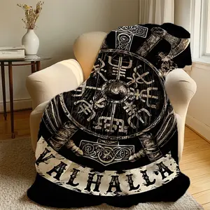 Valhalla Runes Throw Blanket Viking Axes Soft Blanket for Bed Extra Large Machine Washable All Season Flannel Blankets Anti Seasonal Blanket Comfort for Home Office Travel & Camping Gifts for Women Girls Friend