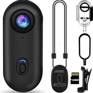 EvoMi 128GB 4K Waterproof Thumb Action Camera with Magnetic Pendant & 360° Rotating Clip for Hands-Free Vlogging and Sports Recording Includes 128GB Memory Card and Safety Rope