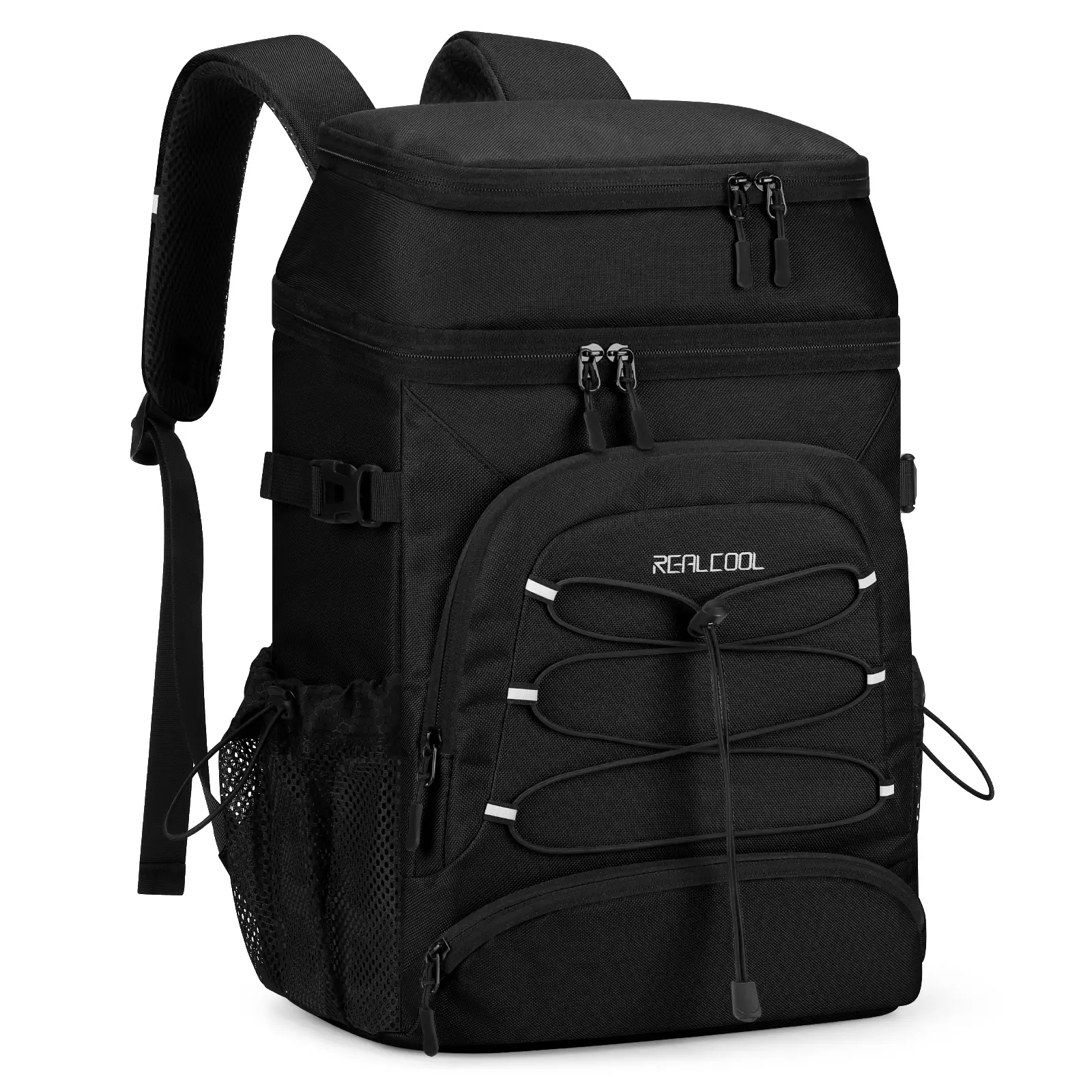 Realcool Backpack Cooler，33 Cans Insulated Leakproof Soft Cooler Bag Lightweight Camping Beach Lunch Backpack for Men Women