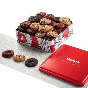 DAVID'S COOKIES Fresh Baked Velvet Chocolate Chip Mini Cookies Snack Tin - 54 Treats, US-Sourced, Ambient Temp Storage Compatible