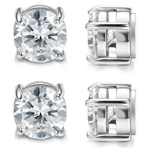 Unisex Stainless Steel Magnetic Stud Earrings, Non-Piercing 6MM CZ, Men's Accessories, Jewelry for Women, Accessories Adults Summervibes