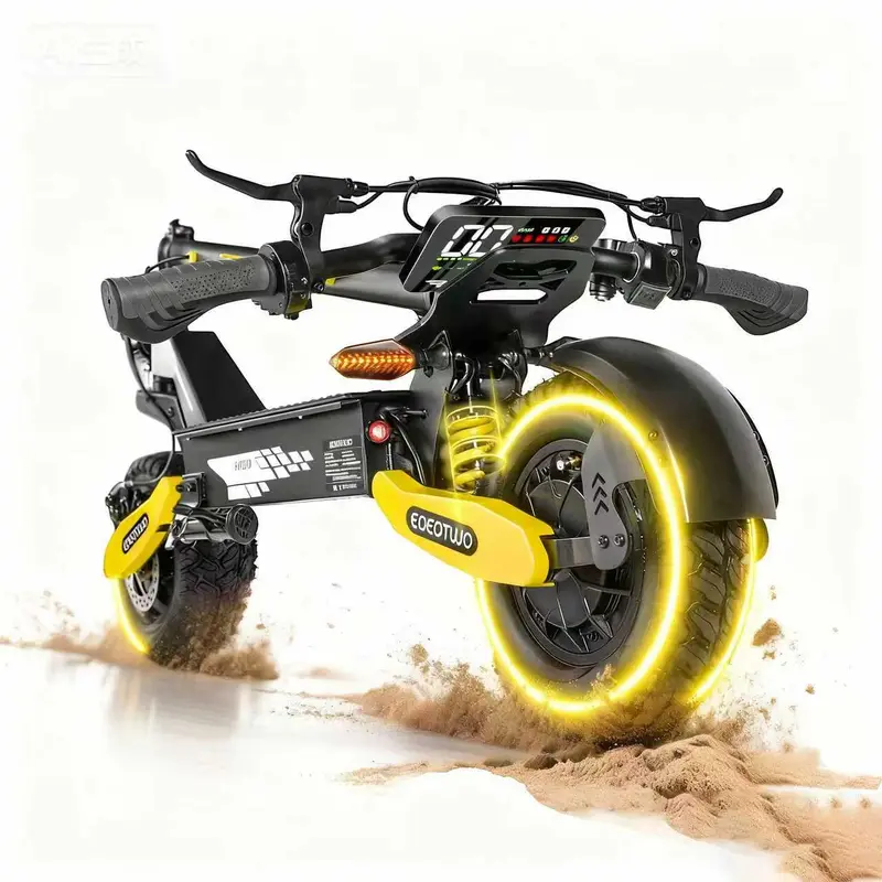 EOEOTWO GT06 Electric Scooter Adults, 40 Mile Range High Speed Off-Road Scooter with 11-inch All-Terrain Wide Tires, Dual Suspension, Foldable Design, LED Display, & High-Strength Frame,outdoorfun