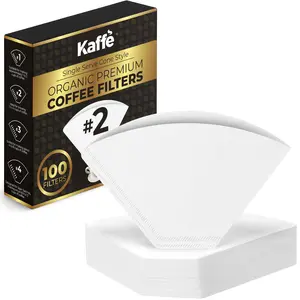 Kaffe Single Serve Cone Style Organic Coffee Filters 100 Count - White