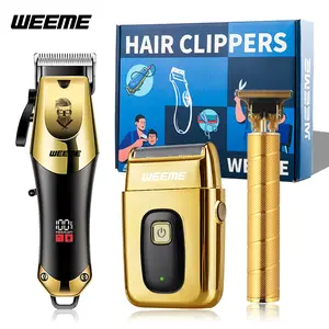 WEEME Men's 3 In 1 Grooming Kit, Cordless Hair Clipper With Alloy Blade, T-Shaped Trimmer With Metal Body, LCD Display Shaver, Perfect For Haircut, Shaving & Beard Trimming, Ideal For Home Travel And Business Trip, Hair Clippers Set, Barber Tool