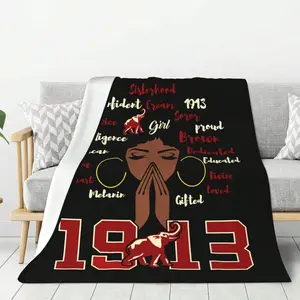 Elephant 1913 Delta Flannel Blanket Sigma Sorority Throw, Soft and Comfortable Flannel Blanket for Women and Girls, Perfect for Birthdays, Anniversaries, Valentine's Day, Thanksgiving, Christmas, Halloween, Personalized Ideal Gift.