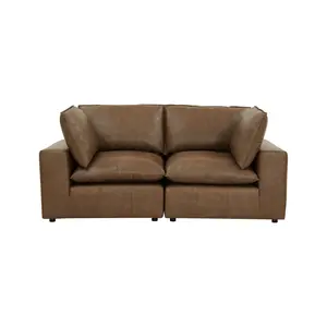 Cali 80" Brown Leather Modular Loveseat