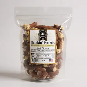 SGB Drinkin' Pretzels - Garlic Parmesan Handcrafted Fresh Sourdough Crispy Snack Resealable 12oz Bags