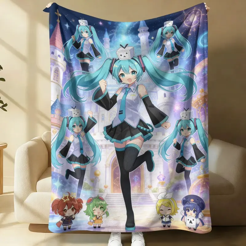 Hatsune Miku Soft Flannel Blanket - Home Nap Throw, Outdoor Travel Camping Blanket, Anime Fan Gift