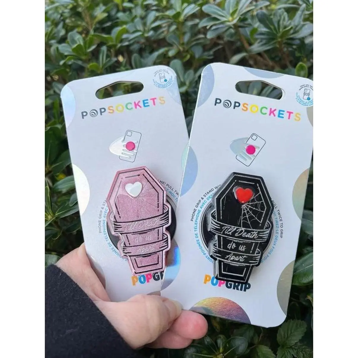Black and Pink Coffin kindle Grip, Halloween magsafe Popsocket Series [Gift Ring Magnet] , Grip for iPhone MagSafe Cases Book Kindle Grip Cute