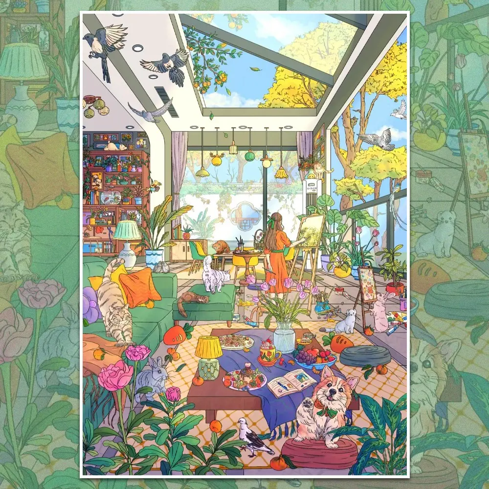 Immersive DIY Sunlit Greenhouse Stacking Scenery Stickers, Aesthetic Floral Scene Building Sticker for Stress Relief, Scenes Stickers for DIY Crafts Scrapbooking, Nature Stickers