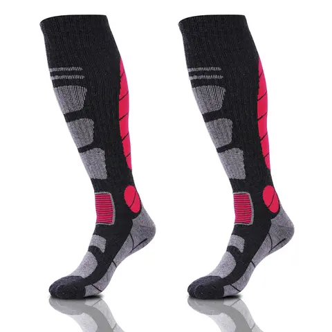 Unisex Thick Long Merino Wool Outdoor Sports Socks - Knee-High, Quick-Dry, Comfortable, Breathable, Sweat-Wicking, Colorblock, Machine Washable, Thick Loops Reduce Boot Friction, Ideal for Skiing, Hunting, Adults, Birthdays Gifts for Mother