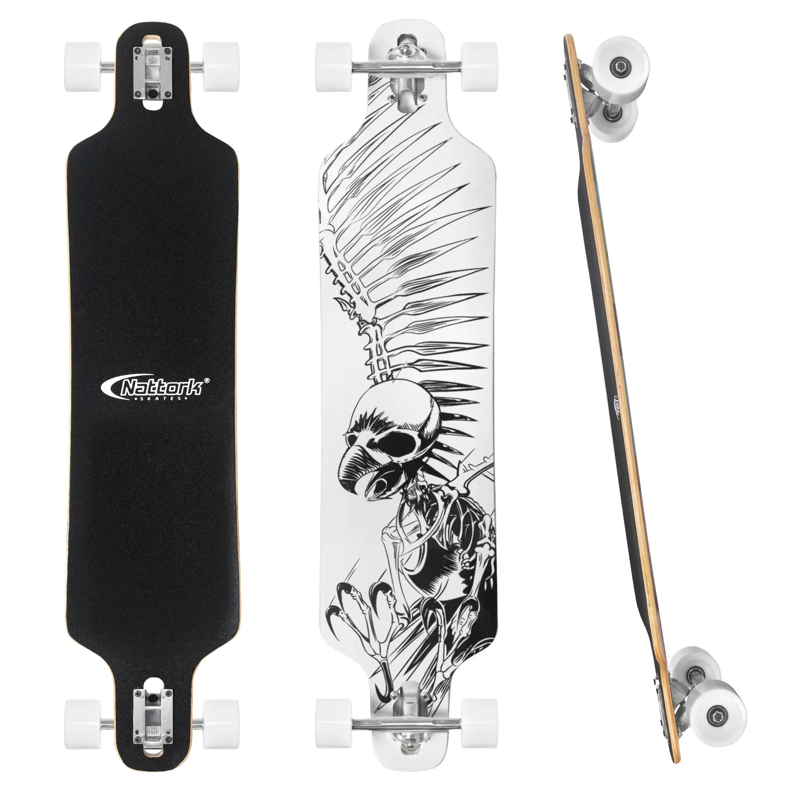 Nattork Longboard Skateboard, Symmetrical Drop-Through Cruiser for Adults, 8-Ply Canadian Maple Complete Board with ABEC-11 Bearings, Supports 330lbs, Responsive Control, Symmetric Shape, Urban Cruising