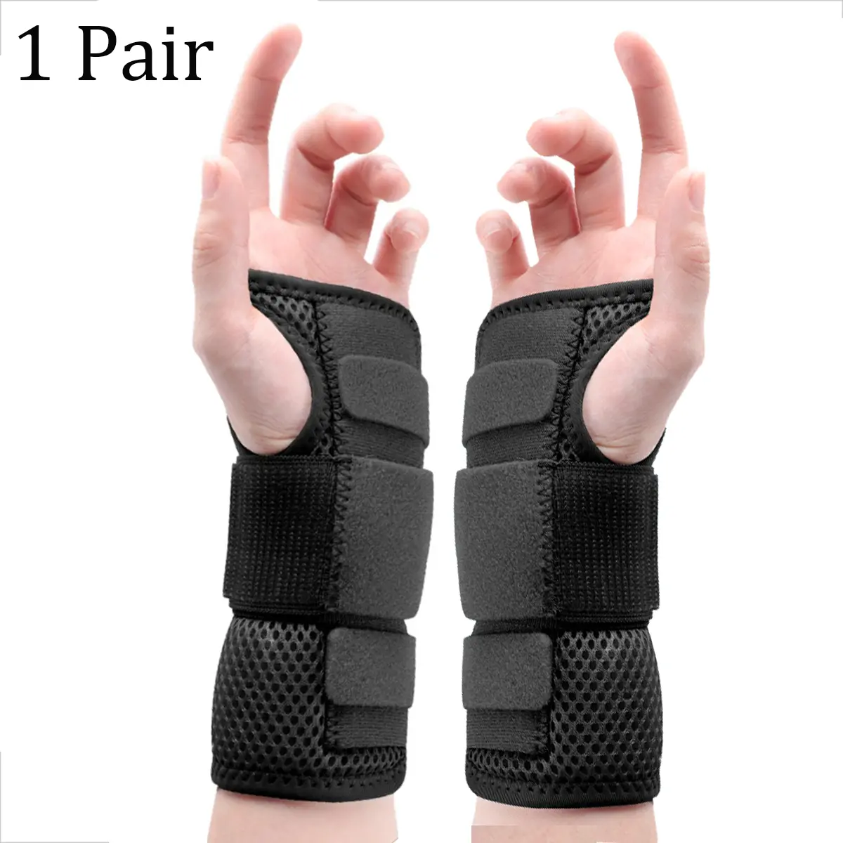 2 PCS Carpal Tunnel Wrist Brace, Ergonomic Night Support Hand Brace with 1 Rigid Metal Splint and 1 Flexible Plastic Splint for Arthritis & Tendonitis Relief, Hand Splint Stabilizer for Men Women
