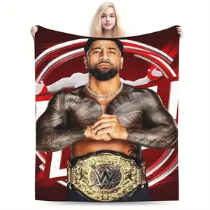 A Jey uso wrestling print flannel blanket, microfiber is soft and durable, perfect for bedroom, office, sofa or travel 50*40 inches