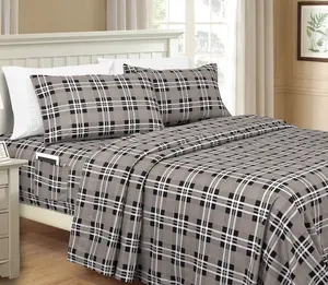 Mocassi Plaid Pattern 1500 Series Sheet Set Egyptian Quality Softness Wrinkle and Fade Resistant.