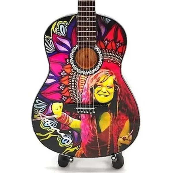 Miniature JANIS JOPLIN Acoustic Guitar with Free Display Stand Collectible GIFT