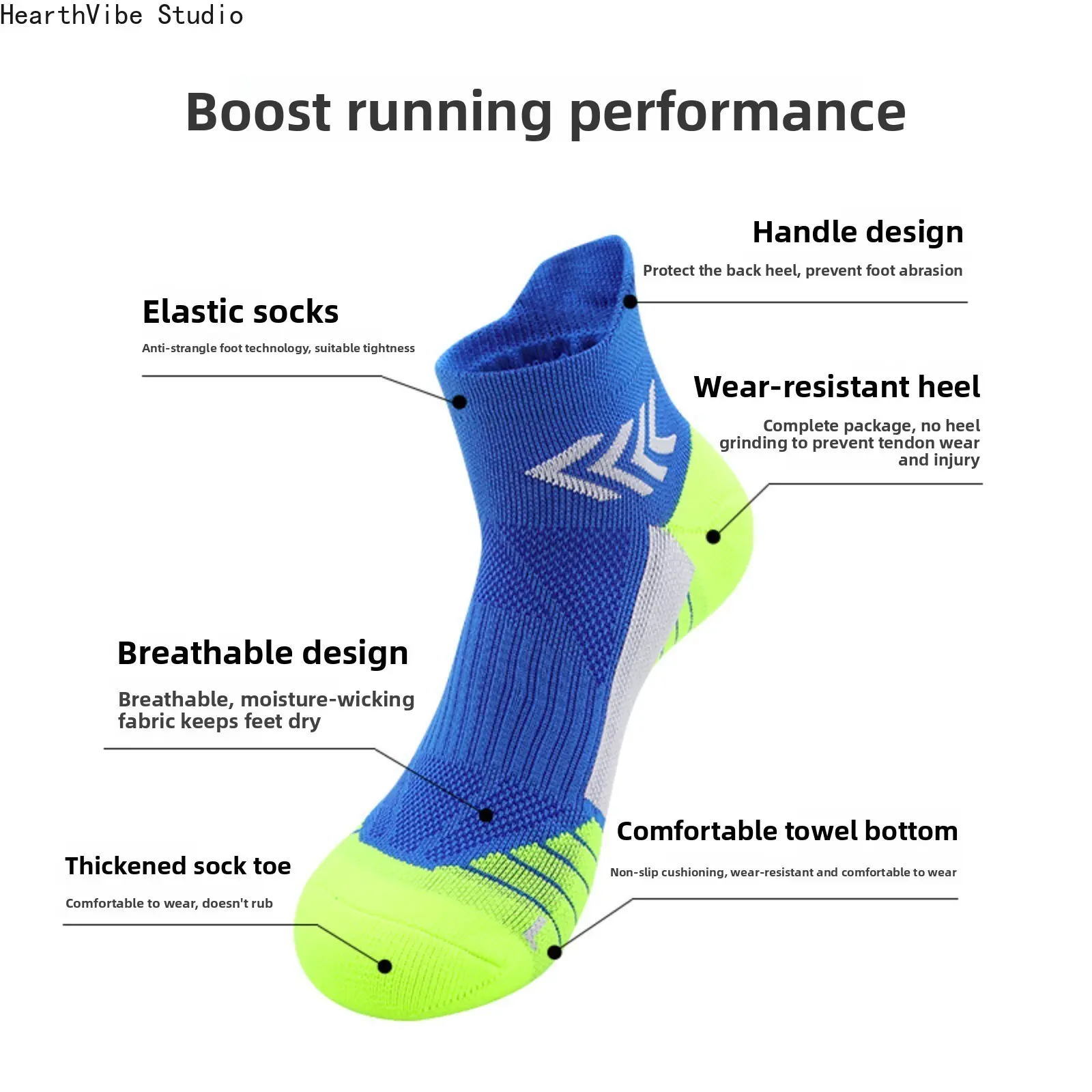 Professional Low Cut Sports Socks - Quick Dry Moisture Wicking Running Socks - Non Slip Cushioned Athletic Ankle Socks for Hiking, Badminton, Cycling - Unisex